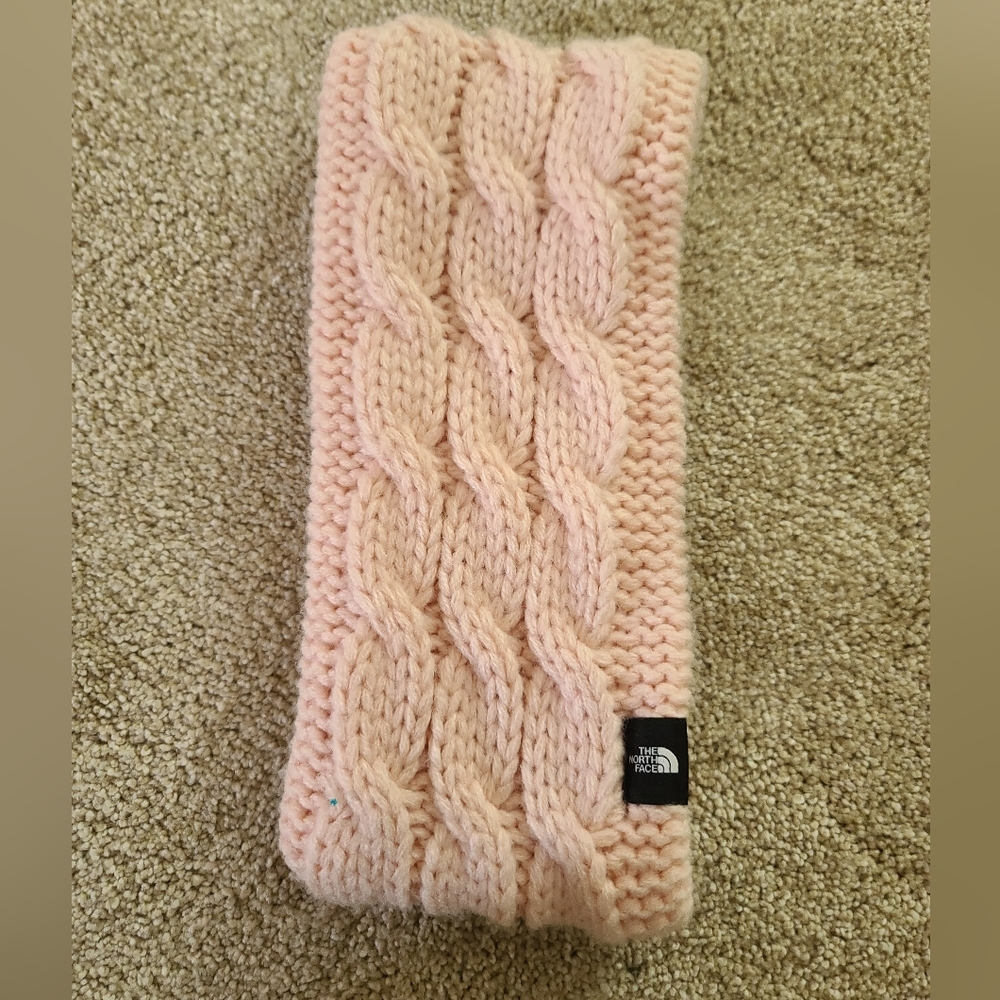 The North Face cable minna ear warmer, light pink